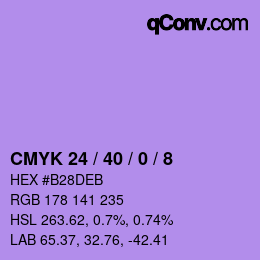 颜色代码: CMYK 24 / 40 / 0 / 8 | qconv.com