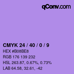 カラーコード: CMYK 24 / 40 / 0 / 9 | qconv.com