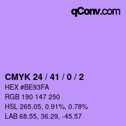 カラーコード: CMYK 24 / 41 / 0 / 2 | qconv.com