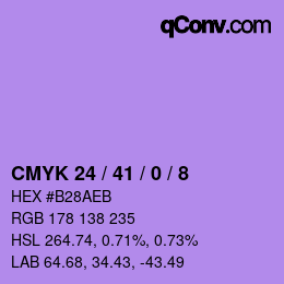 カラーコード: CMYK 24 / 41 / 0 / 8 | qconv.com