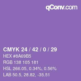 Color code: CMYK 24 / 42 / 0 / 29 | qconv.com