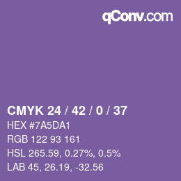 Farbcode: CMYK 24 / 42 / 0 / 37 | qconv.com