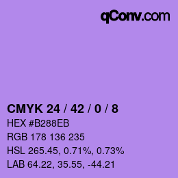 颜色代码: CMYK 24 / 42 / 0 / 8 | qconv.com