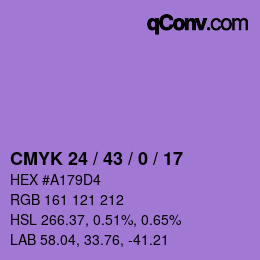 颜色代码: CMYK 24 / 43 / 0 / 17 | qconv.com