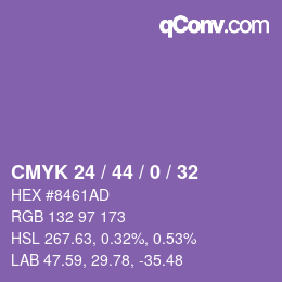 Código de color: CMYK 24 / 44 / 0 / 32 | qconv.com