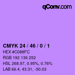 Color code: CMYK 24 / 46 / 0 / 1 | qconv.com