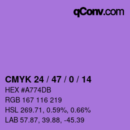 Color code: CMYK 24 / 47 / 0 / 14 | qconv.com