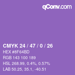 Color code: CMYK 24 / 47 / 0 / 26 | qconv.com