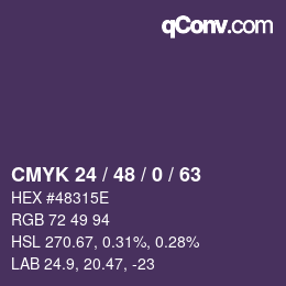 颜色代码: CMYK 24 / 48 / 0 / 63 | qconv.com