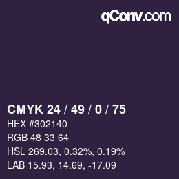 Color code: CMYK 24 / 49 / 0 / 75 | qconv.com