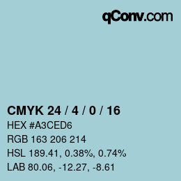Color code: CMYK 24 / 4 / 0 / 16 | qconv.com