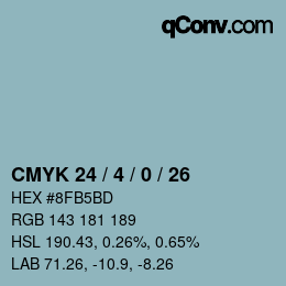 カラーコード: CMYK 24 / 4 / 0 / 26 | qconv.com