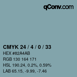 カラーコード: CMYK 24 / 4 / 0 / 33 | qconv.com