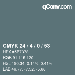 颜色代码: CMYK 24 / 4 / 0 / 53 | qconv.com