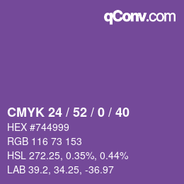 Color code: CMYK 24 / 52 / 0 / 40 | qconv.com