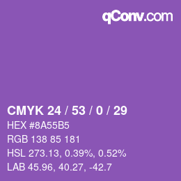 颜色代码: CMYK 24 / 53 / 0 / 29 | qconv.com