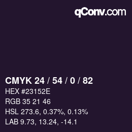 Color code: CMYK 24 / 54 / 0 / 82 | qconv.com