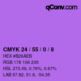 Color code: CMYK 24 / 55 / 0 / 8 | qconv.com