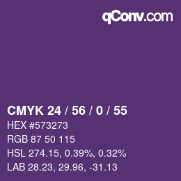 カラーコード: CMYK 24 / 56 / 0 / 55 | qconv.com
