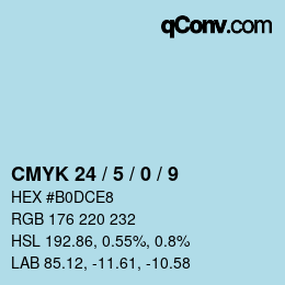 颜色代码: CMYK 24 / 5 / 0 / 9 | qconv.com