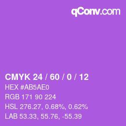 Color code: CMYK 24 / 60 / 0 / 12 | qconv.com