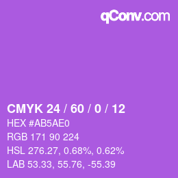 カラーコード: CMYK 24 / 60 / 0 / 12 | qconv.com