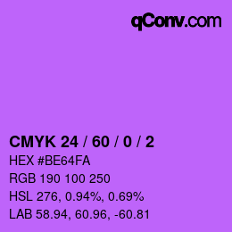 カラーコード: CMYK 24 / 60 / 0 / 2 | qconv.com