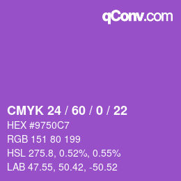 カラーコード: CMYK 24 / 60 / 0 / 22 | qconv.com