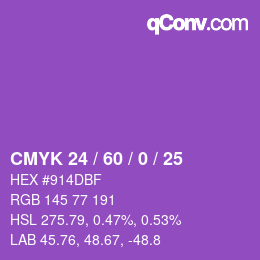 カラーコード: CMYK 24 / 60 / 0 / 25 | qconv.com