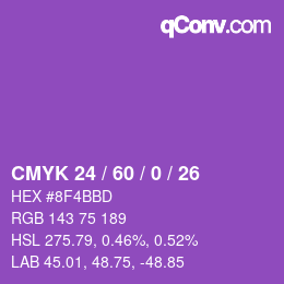 Color code: CMYK 24 / 60 / 0 / 26 | qconv.com