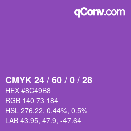 カラーコード: CMYK 24 / 60 / 0 / 28 | qconv.com