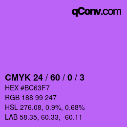 Color code: CMYK 24 / 60 / 0 / 3 | qconv.com