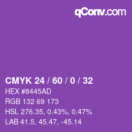 カラーコード: CMYK 24 / 60 / 0 / 32 | qconv.com