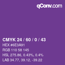 颜色代码: CMYK 24 / 60 / 0 / 43 | qconv.com