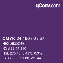 颜色代码: CMYK 24 / 60 / 0 / 57 | qconv.com