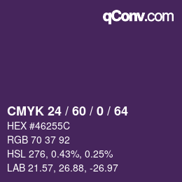 Color code: CMYK 24 / 60 / 0 / 64 | qconv.com