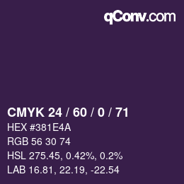 カラーコード: CMYK 24 / 60 / 0 / 71 | qconv.com