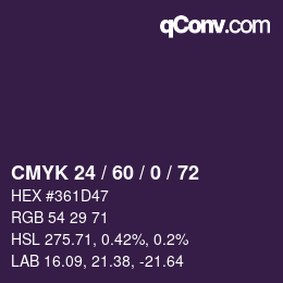 カラーコード: CMYK 24 / 60 / 0 / 72 | qconv.com