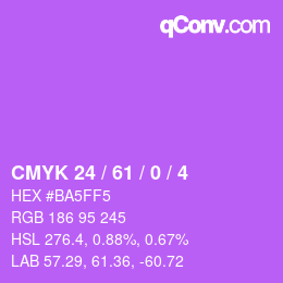 Color code: CMYK 24 / 61 / 0 / 4 | qconv.com