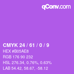 Color code: CMYK 24 / 61 / 0 / 9 | qconv.com