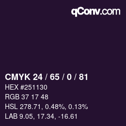 Farbcode: CMYK 24 / 65 / 0 / 81 | qconv.com