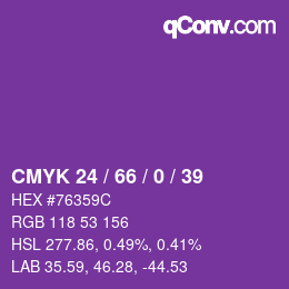 Farbcode: CMYK 24 / 66 / 0 / 39 | qconv.com