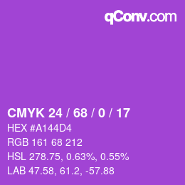 Color code: CMYK 24 / 68 / 0 / 17 | qconv.com