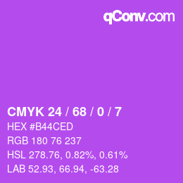 Color code: CMYK 24 / 68 / 0 / 7 | qconv.com