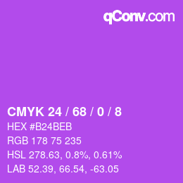 カラーコード: CMYK 24 / 68 / 0 / 8 | qconv.com