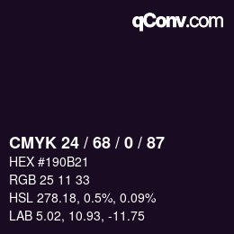 Color code: CMYK 24 / 68 / 0 / 87 | qconv.com