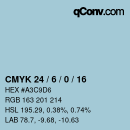 カラーコード: CMYK 24 / 6 / 0 / 16 | qconv.com