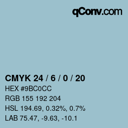 カラーコード: CMYK 24 / 6 / 0 / 20 | qconv.com