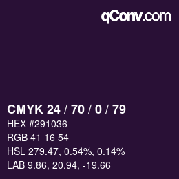 Color code: CMYK 24 / 70 / 0 / 79 | qconv.com