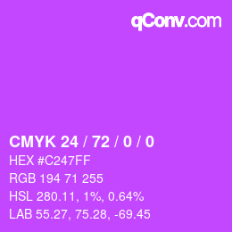 Color code: CMYK 24 / 72 / 0 / 0 | qconv.com